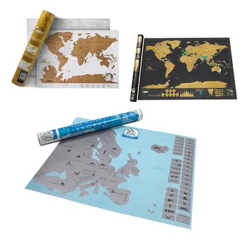 For Wall Deluxe Black Scratch Off World Map Poster Journal Log Giant Map Of The World Stickers Home Office School Decoration