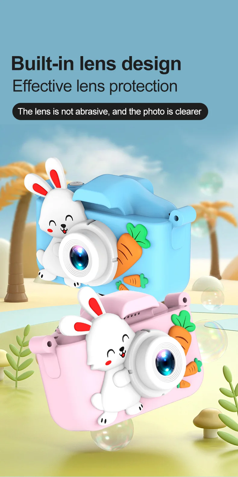 儿童相机1080p高清儿童数码摄像机内置游戏可爱卡通迷你相机礼品玩具