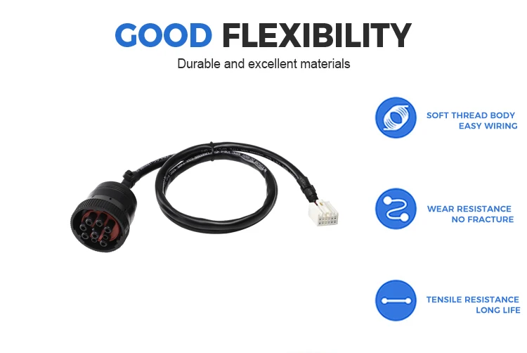 product custom cables j1939 9pin male to 12pin housing plug connector harness-5