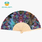 Fan Paper Hand Fan Wood Customized Printing Decoration Fan Wooden Hand Held Paper Fan