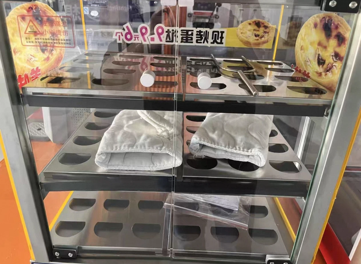 Commercial Countertop 3-Tier Glass Egg Tart Warmer Display Cabinet