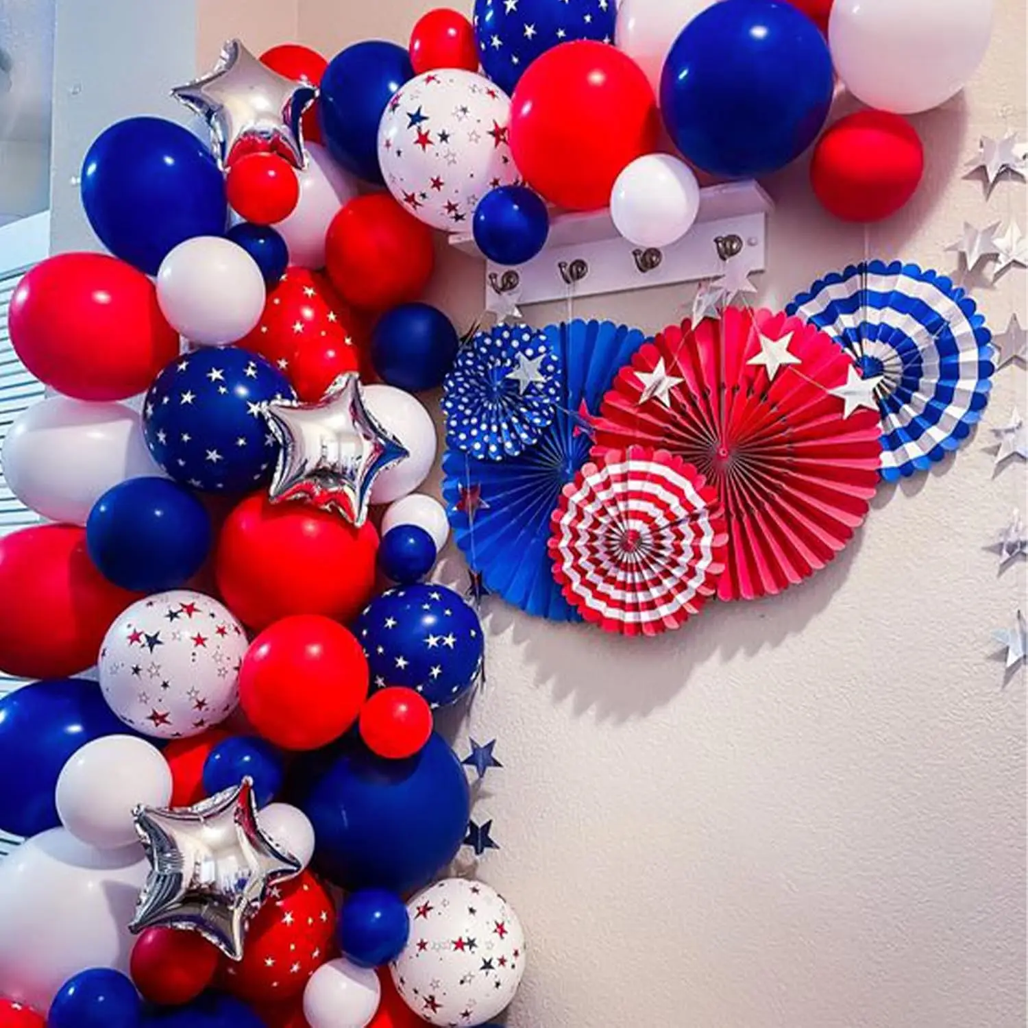 Nautical Party Baseball Party Balloon 4th July Independence Day Decorations Red White and Blue Balloon Garland Arch Kit