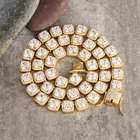 Paved Gold Plated Claw Setting Zircon Full Square CZ Diamond Paved Chunky Rapper Tennis Necklace