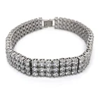 Bracelet Rows Bracelet With Hiphop Style Men's Stainless Steel Bracelet With 3 Rows Of 3A Zircon