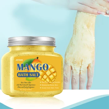 OEM Private Label Mango Fruit Sea Salt Body Scrub Deeply Exfoliating Whitening Chicken Skin Improves Brightness Smoothness