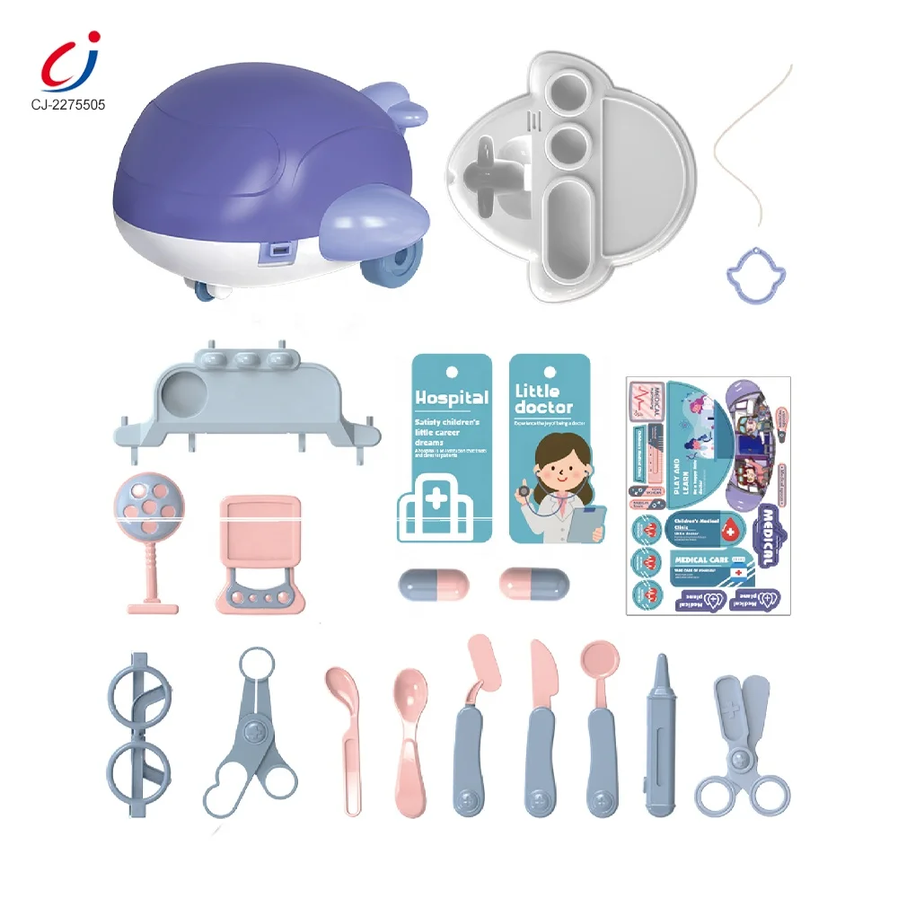 Chengji airplane medical 2 in1 kids play house doctor toy set play kit games cartoon doctor set toys for toddler boys girls