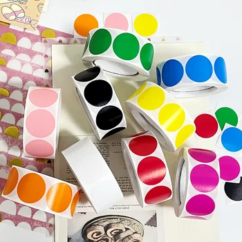 500Pcs/Roll Sold Color Custom Label Round Dot Labels Stickers 1 Inch Stationery Stickers