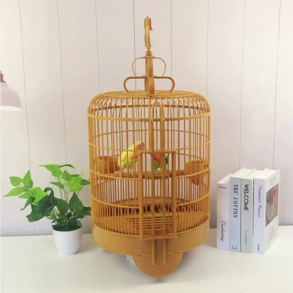 Safe and reliable door lock of plastic bird cage in brown colour