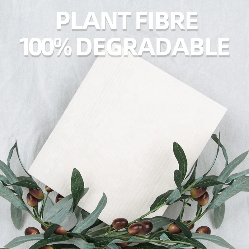 Gloway Manufacturer Professional Custom Pattern Eco Biodegradable Natural Blank White Cellulose Sponge Cloth Swedish Dish Cloth
