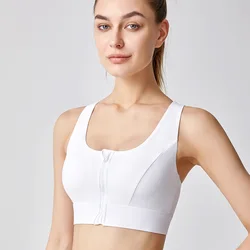 New Front Zipper Adjustment High Strength Shock-Absorbing Gym Vest Multicolour White Plus Size Sports Bra For Women