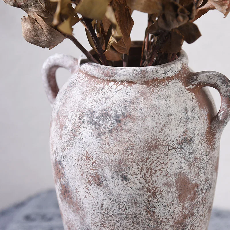 product best seller high end ceramic jar soft decoration living room retro ceramic jar vase for homestay flower arrangement625-4