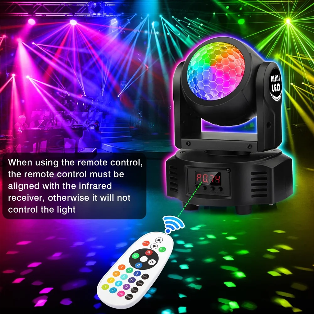 40W DMX512 RGBW LED Moving Head Stage Light Remote Control Sound Activated Disco Club Bar DJ Party Live Show Ambient Light