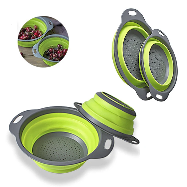 Collapsible And Food Grade Kitchen Strainer Collapsible Set Red Colander