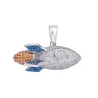 Sterling Hip Hop Accessories Sterling Silver 925 Rocket Pendant Colored Zircon Cool Trend Hip Hop NecKLACE