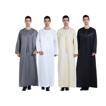 New INS Hot Casual Wear Dubai Thobe with Pockets Arab Muslim Thobe for Men Islamic Clothing