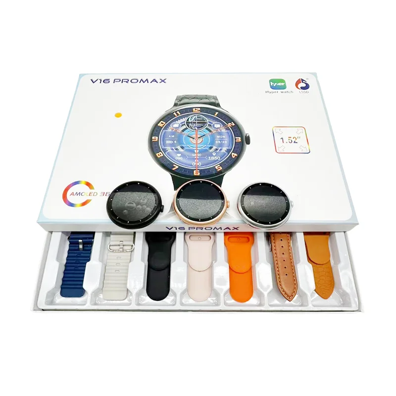 V16 Pro Max Smart Watch Set Mens Luxury 7+1 Gift Box Watch Trend Smart Watches BT Call Multiple Strap Fitness Fashion Digital