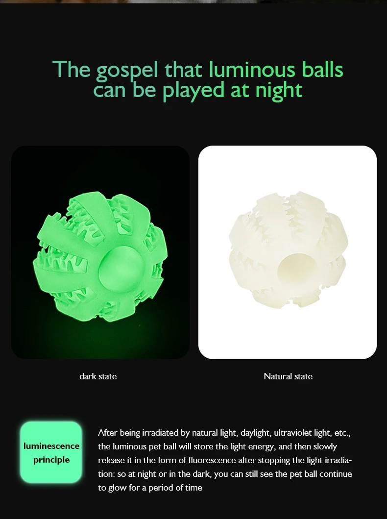 New Hot Selling Glow-in-the-dark Dog Toy Ball Bite-resistant Teeth-grinding Toys Leaky Food Pet Toys Pet Supplies manufacture