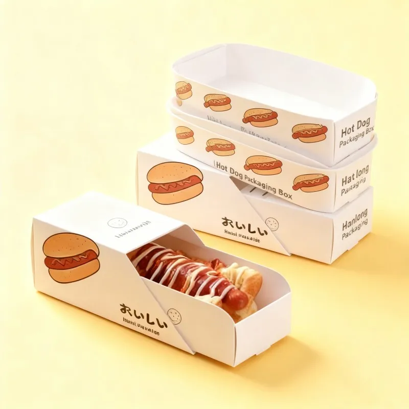 product recyclable rectangular shape coated hot dog break box delicious cookie pastry box-6