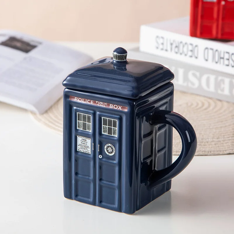 MB1 Custom Hot Selling 3D Creative Retro British Police Booth Cup Ceramic Cup Telephone Booth Novelty Police Office Mug Cup