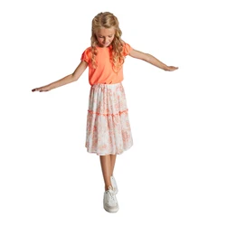 Factory Customized Service England Style Orange flower Kids Clothes Series Dresses Girls Clothing Sets Boutique in Summer