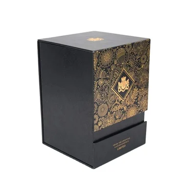 Eastbox LOGO Customized Arabic Dubai Magnetic Luxury Black Gold Fragrance Rigid Cardboard Paper Packaging Gift Set Perfume Boxes