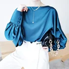 Tops Ladies Batwing Blouse Satin Long Batwing Sleeve Tops Ladies Korean Blouses