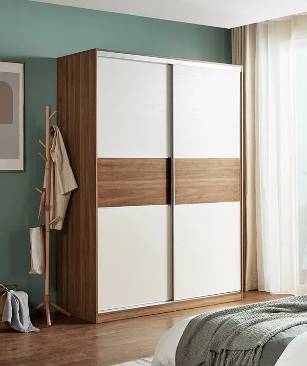 Modern simple Nordic style push-pull wardrobe Family bedroom minimalist style storage wardrobe