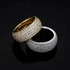 Diamond Ring 14K Gold Plated Iced Out 5 Rows Full CZ With Bling Simulated Diamond Ring For Hip Hop Men Women