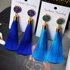 Long Earrings Boho Bohemian Long Exaggerated Rose Flower Dangling Earrings Tassel Earrings