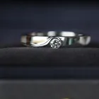 Gems 18K White Gold Gems Diamonds Setting Solitaire Men's Wedding Ring