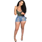 Wholesale Plus Size Women's Jeans Bandage Blue Summer Clothes Ripped Stretch Denim Jeans Shorts For Women