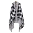 Cape Tartan Check Plaid Blanket Wrap Sleeveless Cardigan Double Faced Vest Blouse Winter Coat For Women Buffalo Check Cape