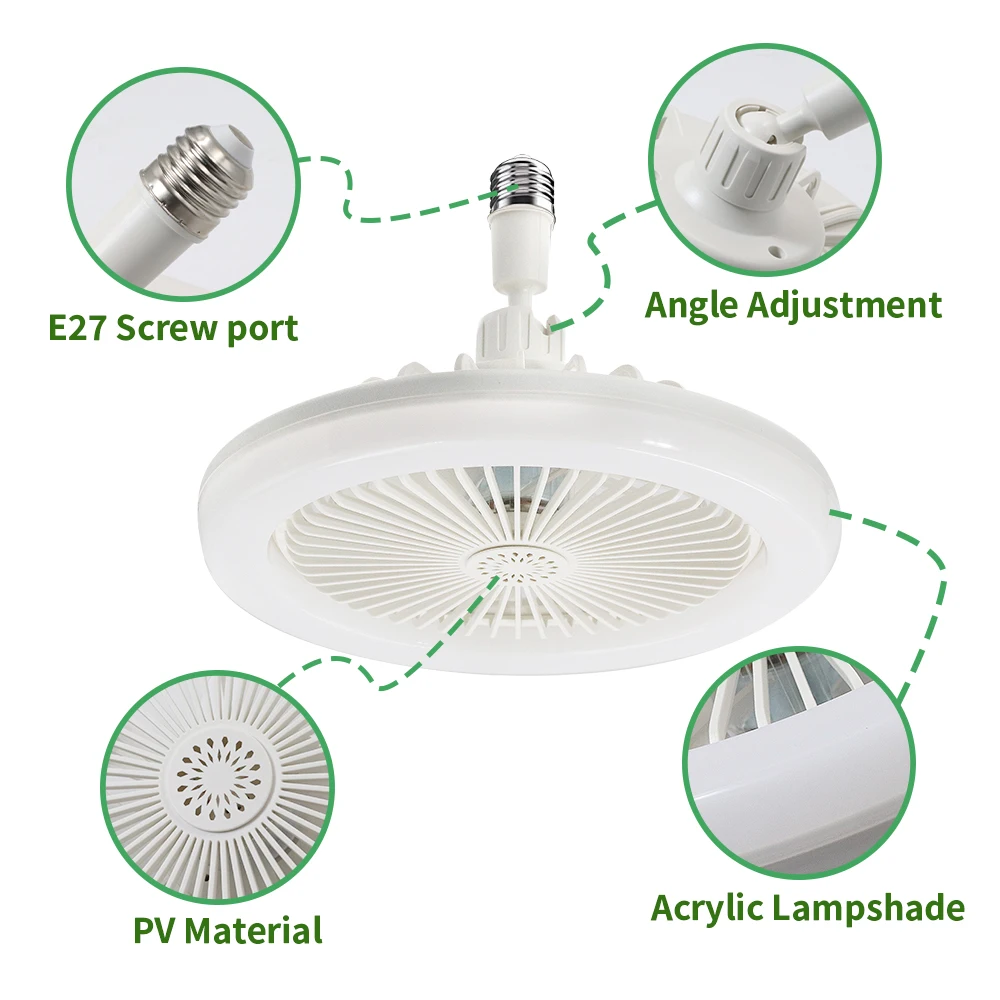 Ceiling Fans With Remote Control And Light Led Lamp Fan E27 Converter