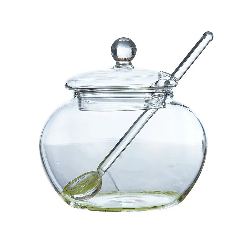 Multifunctional Eco Friendly with spoon and lid  glass storage jar glass jar food glass jar