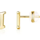 Studs Earrings Special Design 26 Gold Letter Glossy Gold Plated Ear Studs Exquisite Small Earrings