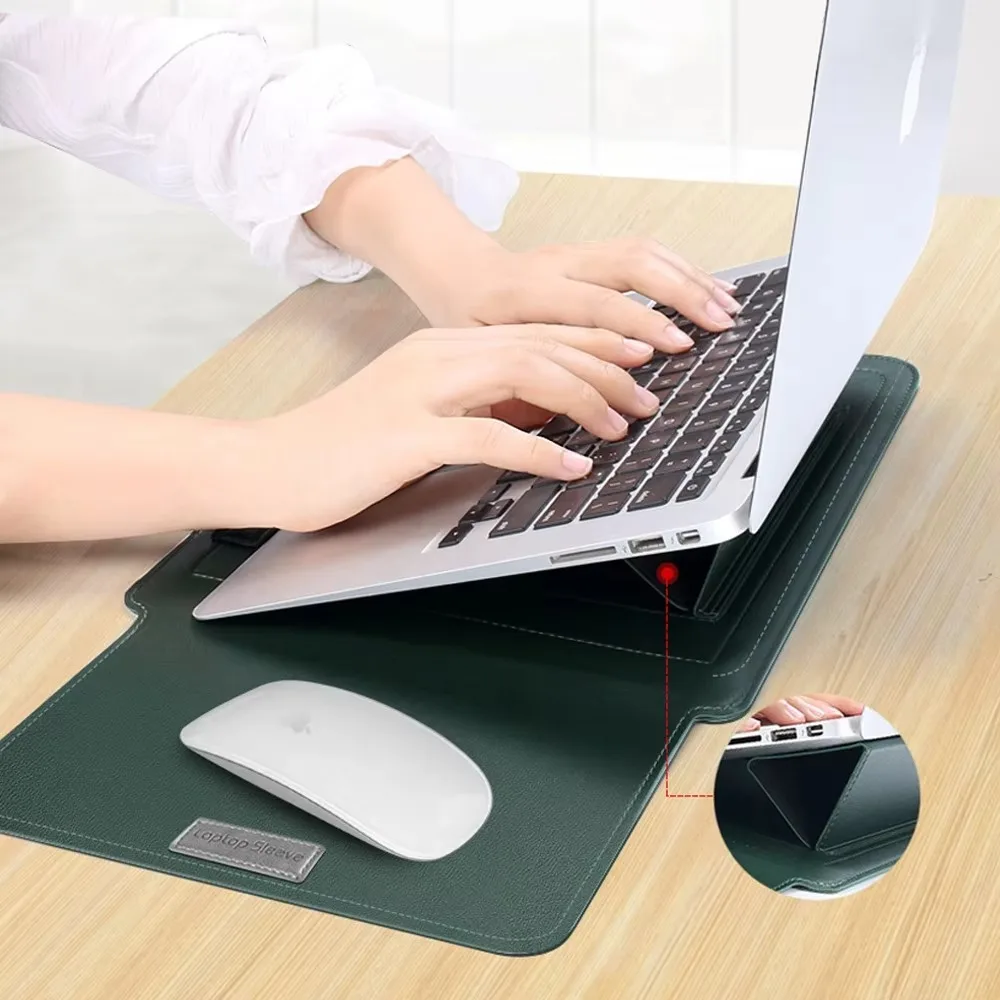 product laudtec 13inch magnetic folded pu leather laptop sleeve multifunctional stand cover portable tablet case bag custom logo dnb163-4