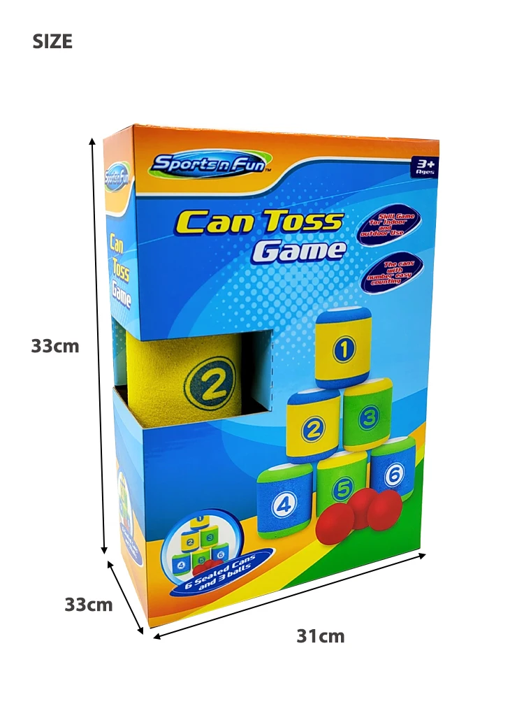 product foam can toss game set for kids adults family indoor outdoor fun with 6 soft cans and 3 safe balls backyard carnival party game-4