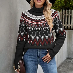 Winter High Neck Soft Fashion Patterns Halloween Sweaters Comfortable Warm Winter Sweaters Skin Friendly Womens Sweater Pullover