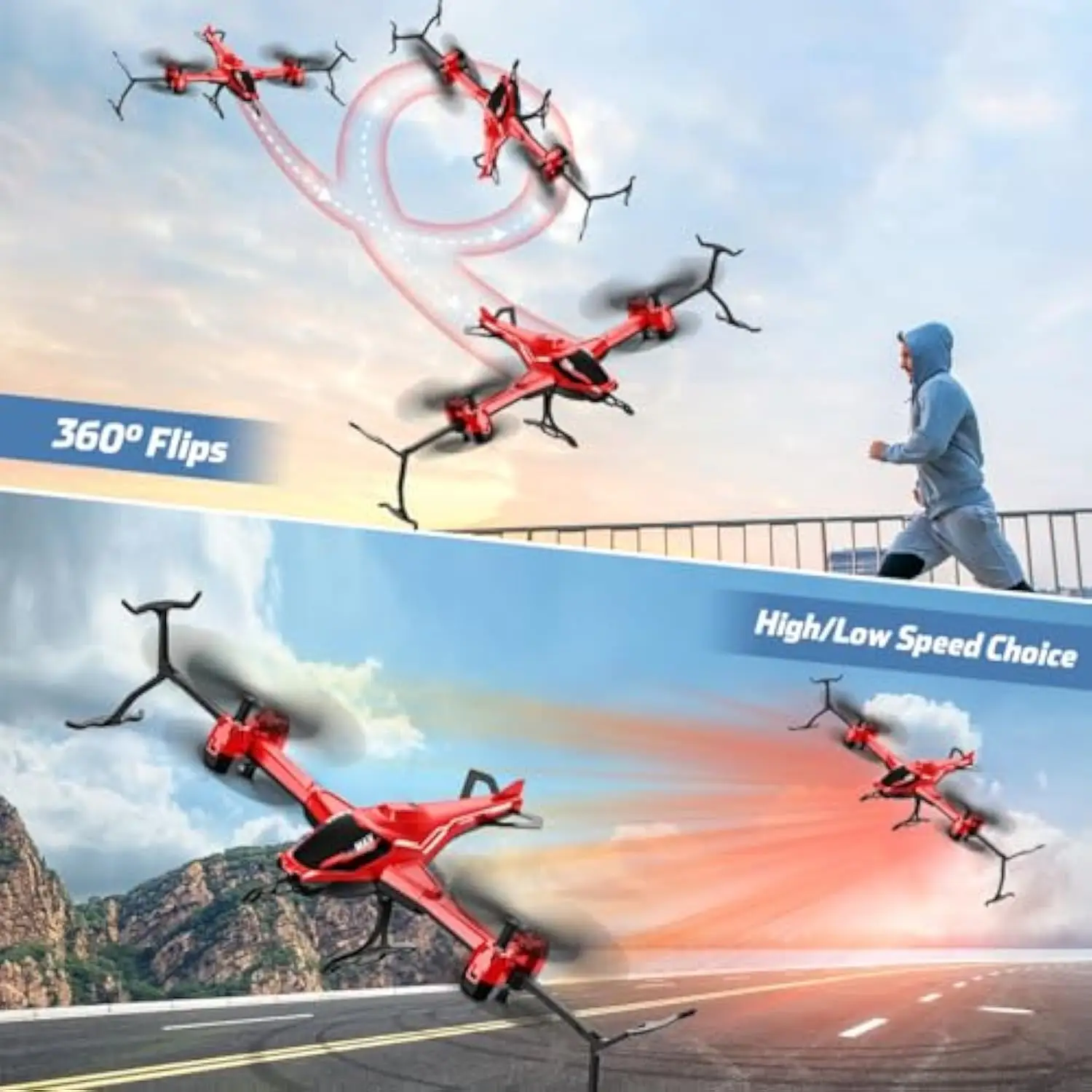 High Quality Height Hold Remote Control Quad Copter Obstacle Avoidance Folding Flying Drone RC Airplane Drone Toy