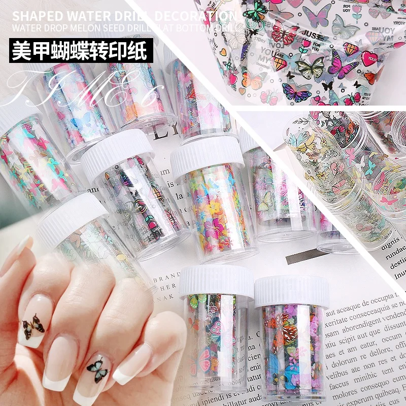 High Quality Flower Laser Foil Sticker Transfer Paper Roll Butterfly Nail Art decoration Stickers
