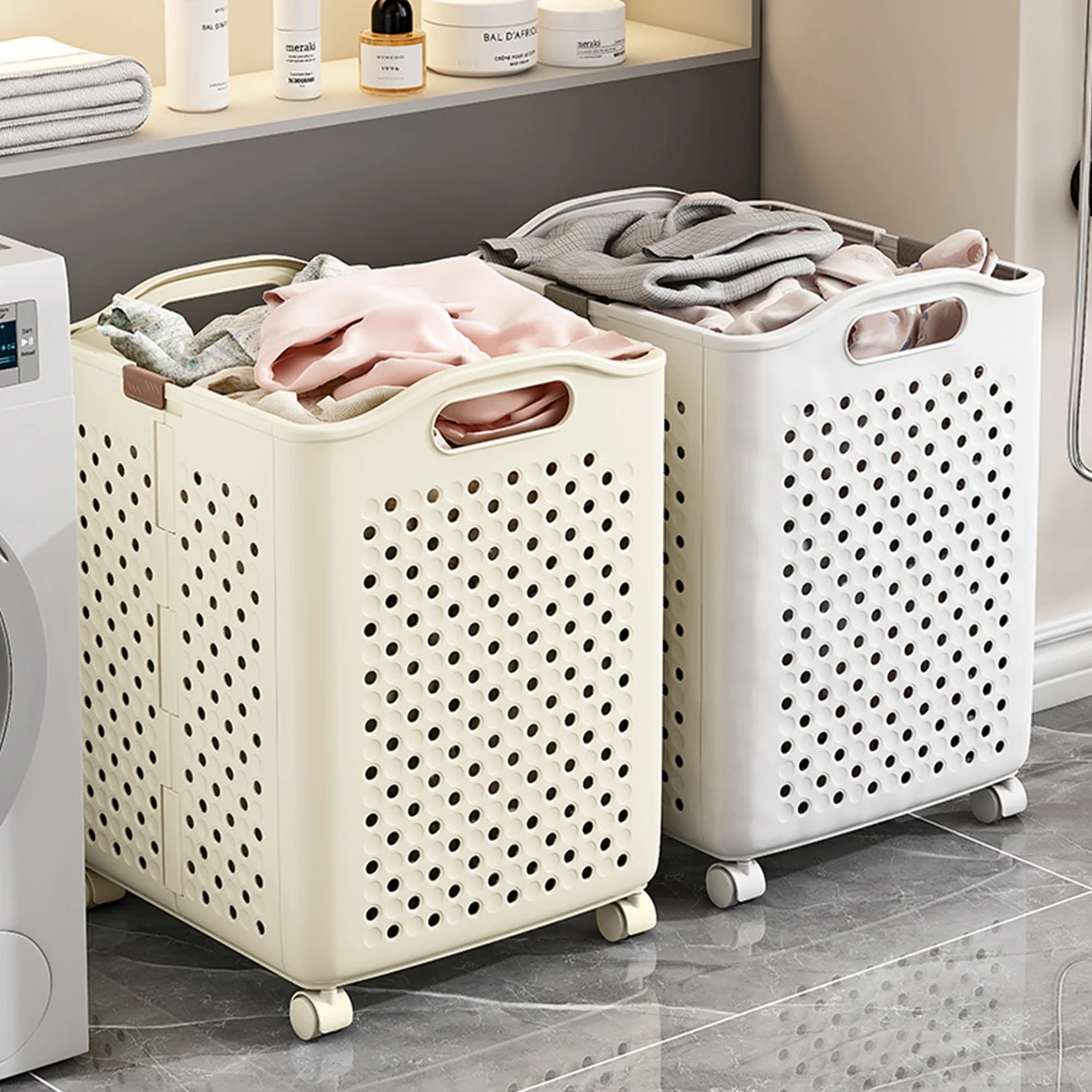 Durable Foldable Bathroom plastic Laundry Storage Basket for Dirty Clothes