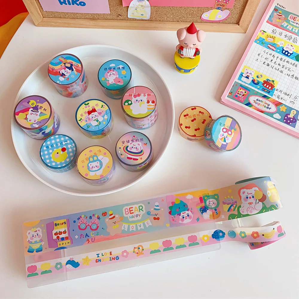 Japanese INS Lovely Decorative Tape Cute Cartoon Adhesive Tape Hand to Tear Stickers