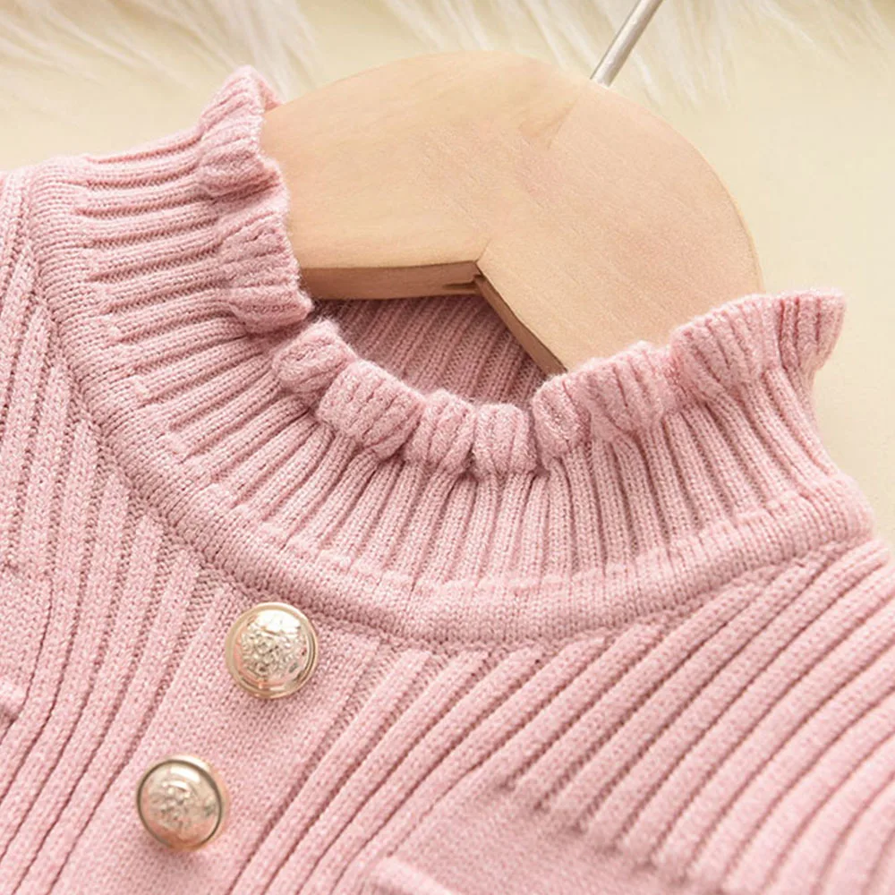 2023 Baby Girl Clothes High Collar Autumn Winter Girls' Dress Costume Kids Princess Party Sweater Knitted Dresses