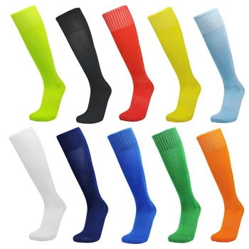 Custom logo football socks non slip long tube knee length socks striped football socks grip for outdoor sports training