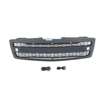 4x4 pickup truck accessories abs black parts grill front grille car grills with side lights fit for 2007 - 2013 silverado