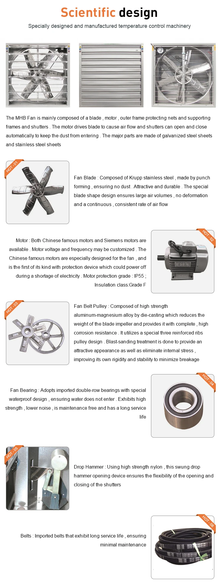 House Axial Flow Fan, 1000mm, AC 220V~240V, 18000-50000m3 - detail 16