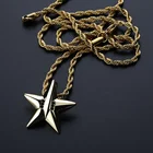 Black Pendant Black Stone Five-pointed Star Pendant With Zircon Inlaid Hip Hop Necklace