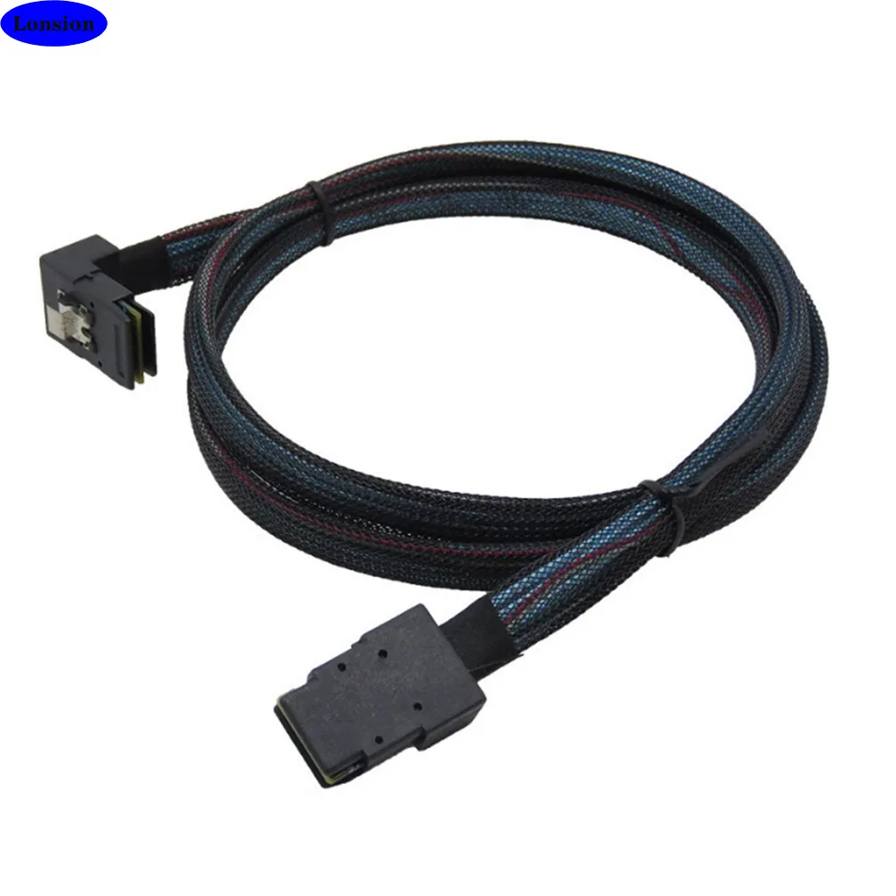 Cable Plus (2 Pack) Internal Mini SAS SFF-8087 Right Angle To Mini SAS SFF-8087 1.8