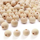 Bead Wood Beads Wood Custom Size Unfinished Natural Wooden Bead Bracelet Wood Beads For Jewelry Making