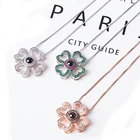 Pendant Stone 100 Language I Love You Projection Necklace Pendant 4 Leaf Clover Pendant With 3D Stone For Women Jewelry